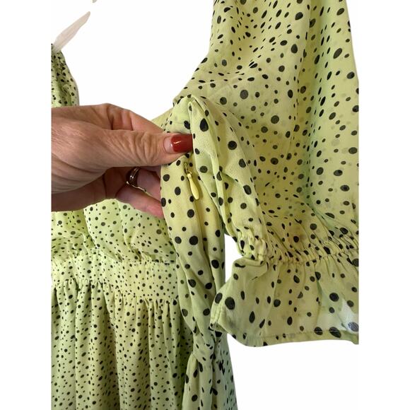 Polago Green Chiffon Polka Dot  Dress - Size XXL - Picture 7 of 10